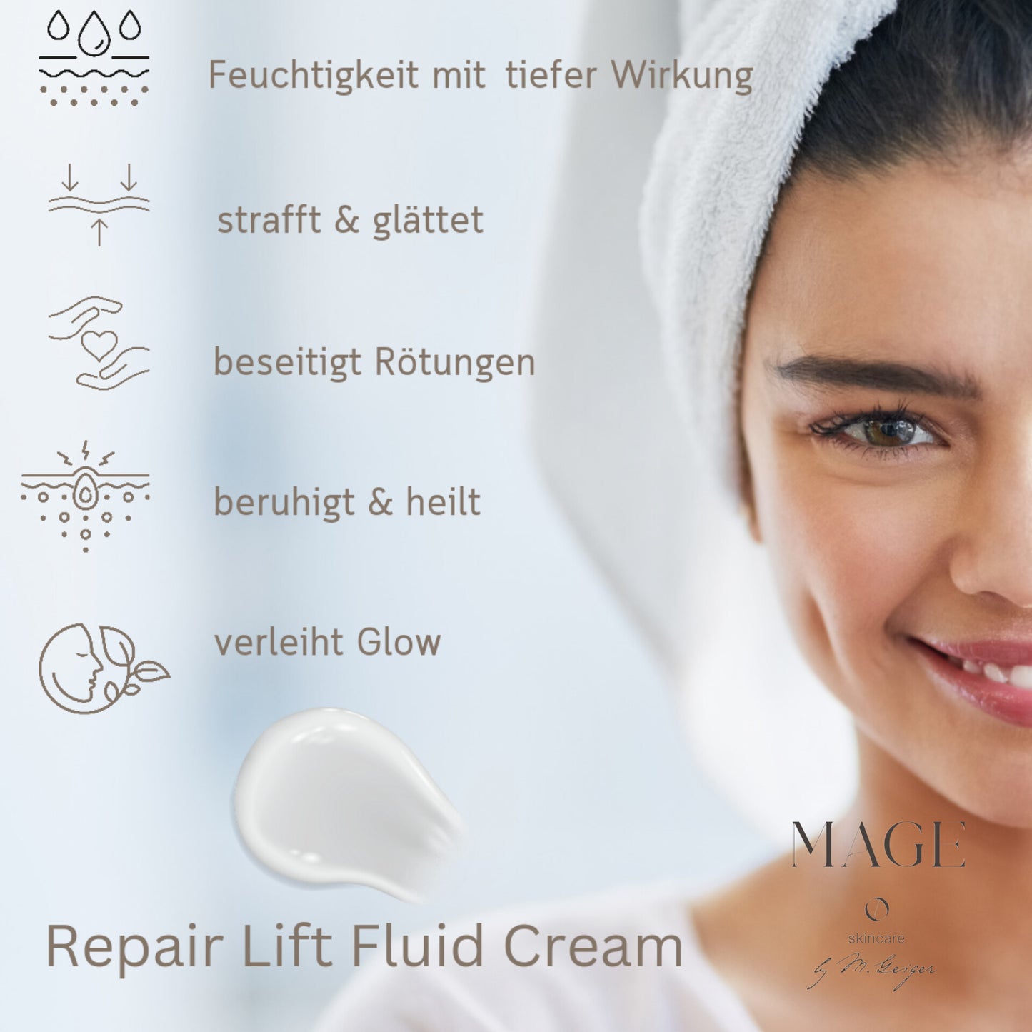 Repair Lift Fluid Cream verleiht Glow repariert Hautzellen mit Vitaminen und reduziert Falten mit Bio BTX, für alle Hauttypen