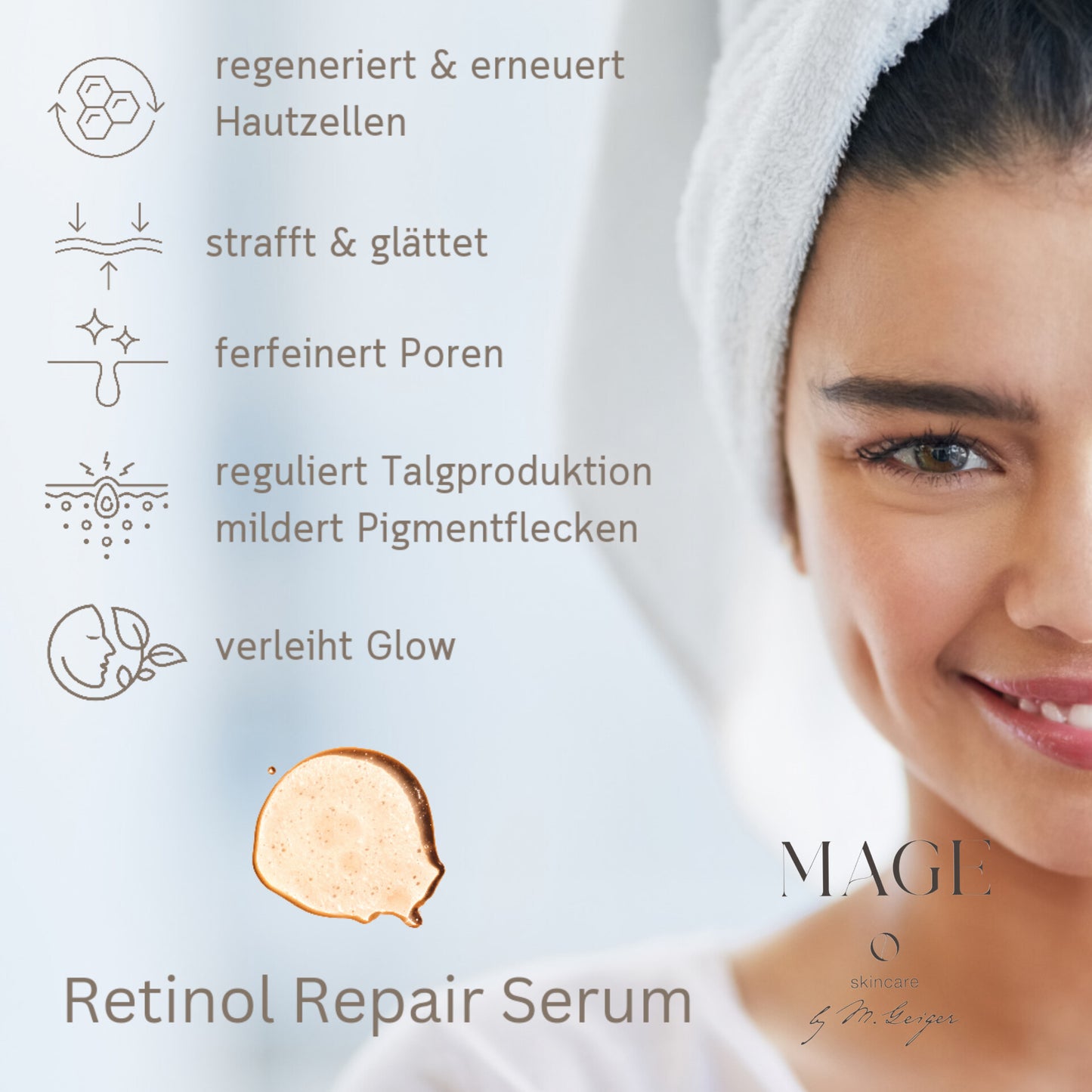 Retinol Repair Serum Vitamin A erneuert Hautzellen, Anti Aging mit sichtbaren Effect