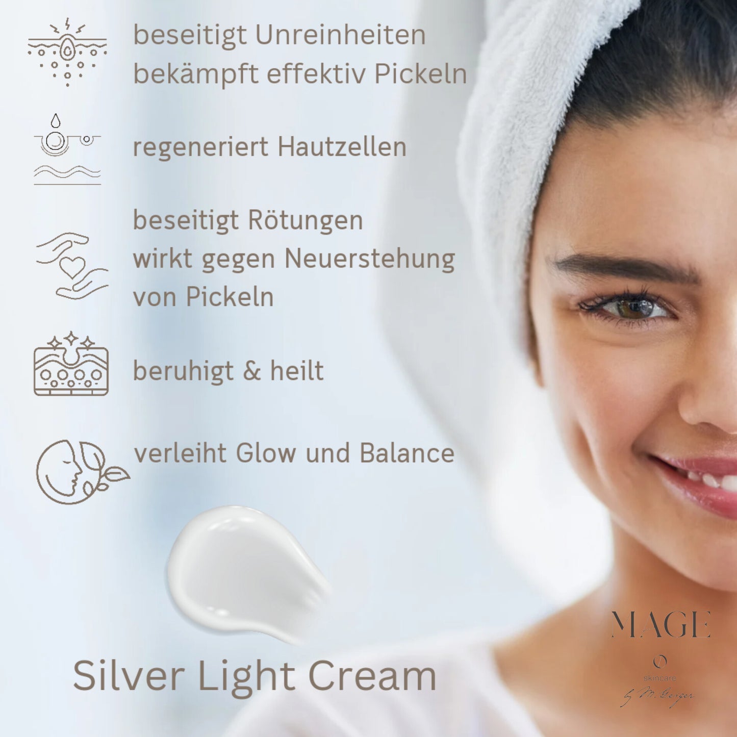 Silver Light Cream beseitigt Unreinheiten und bekämpft effektiv Pickeln in Tagen