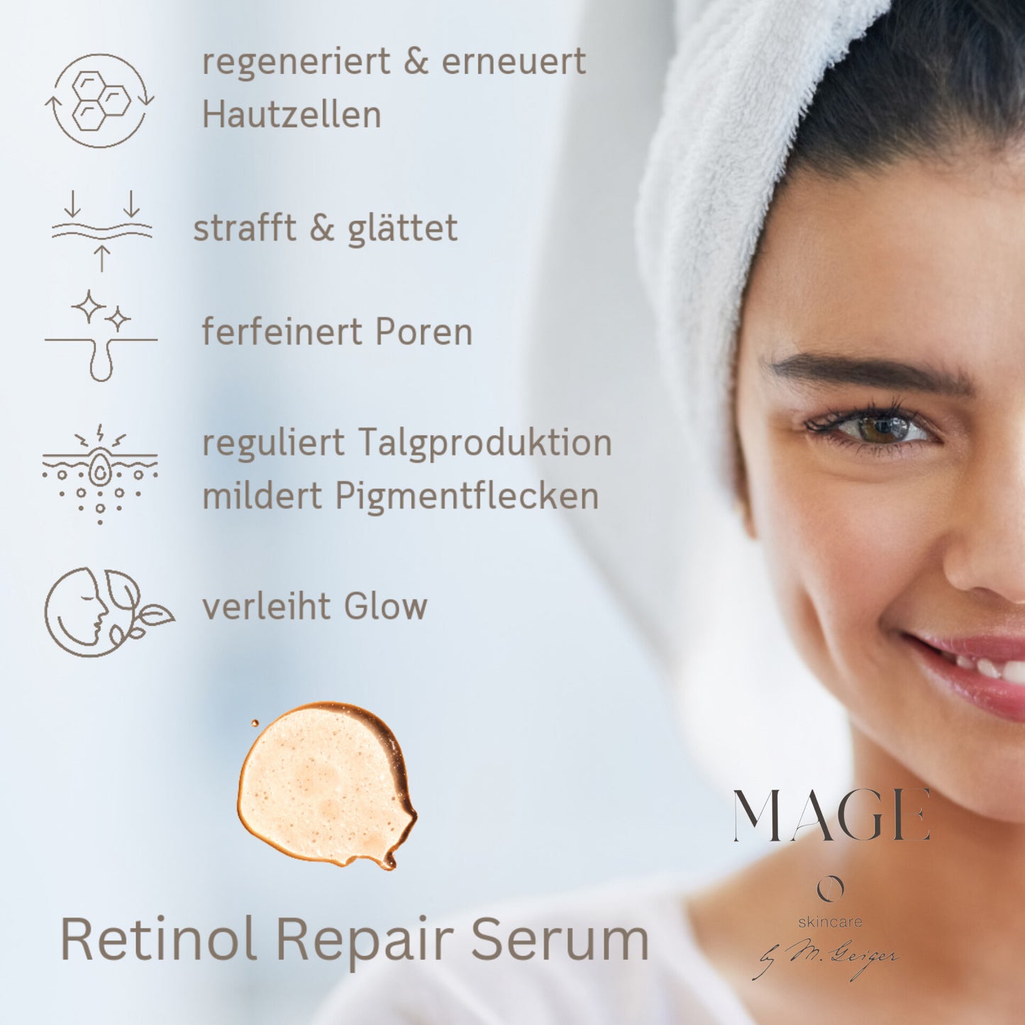 Retinol Repair Serum Vitamin A erneuert Hautzellen, Anti Aging mit sichtbaren Effect