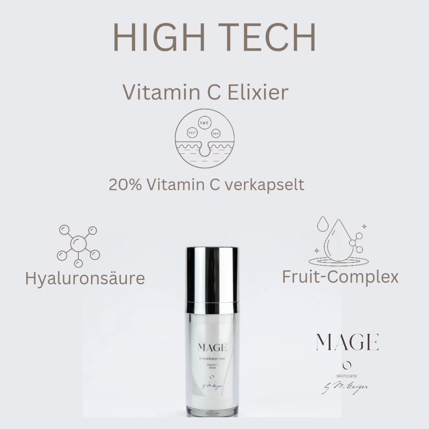 Vitamin C Elixier 20% festigt die Haut nachweislich, aktiviert Collagenfasern, beseitigt Flecken, verleiht Glow