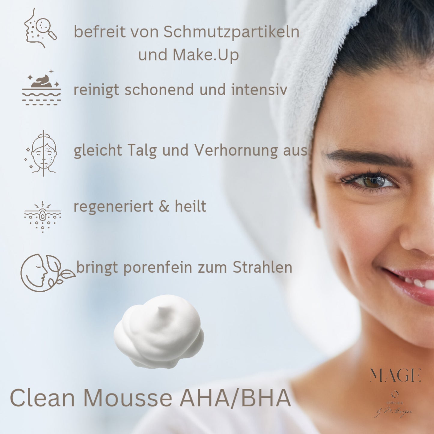 Clean Mousse AHA/BHA für reine ebenmäßige Haut